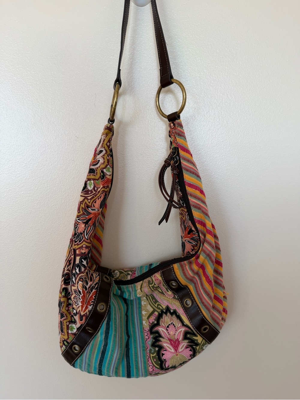 RELIC Patchwork Printed Sling Hobo Bag